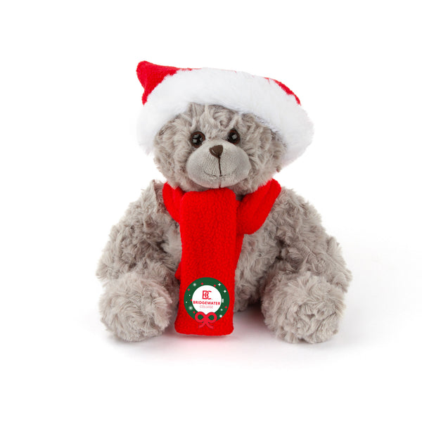 Bridgewater College Holiday Plush Teddy Bear with Santa Hat