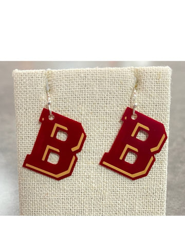 Bridgewater College B Logo Crimson Earrings