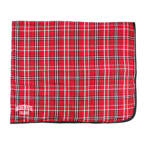 Boxercraft Premium Blanket in Red Plaid Flannel and Black Fleece with Bridgewater College Embroidered in White