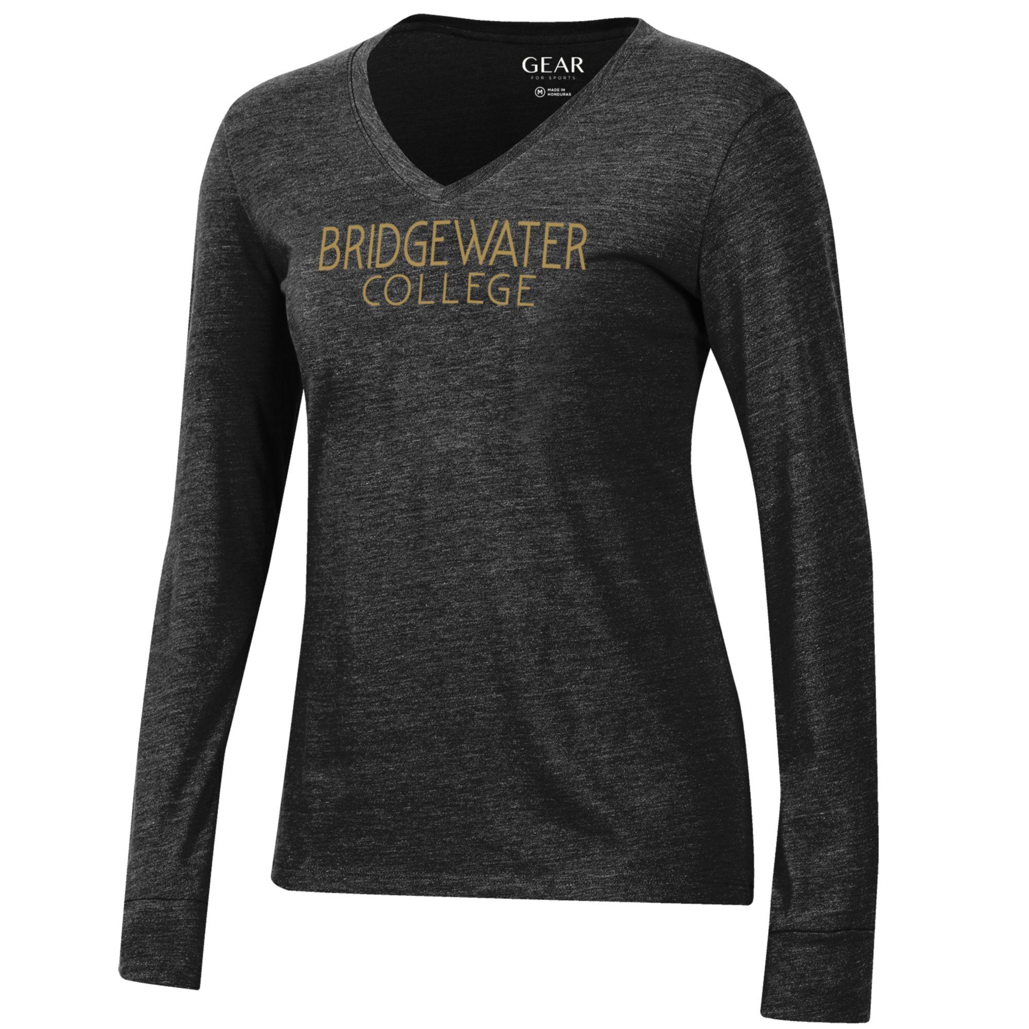 Gear for Sports Women's Triblend V-Neck Heather Black Long Sleeve Tee