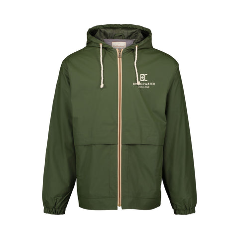 Bridgewater College Vintage Green Hooded Rain Jacket