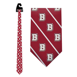 B Logo Crimson Silk Neck Tie